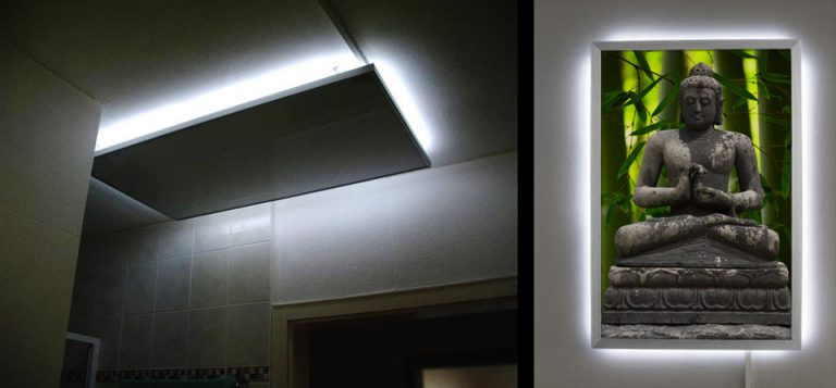 Infrarotheizungen mit Beleuchtung ab Werk montiert - Infrarot Heizelemente